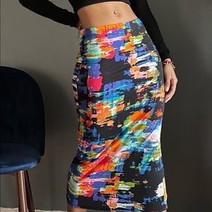 Topshop - tight maxi skirt with a super fun pattern and tons of colors!